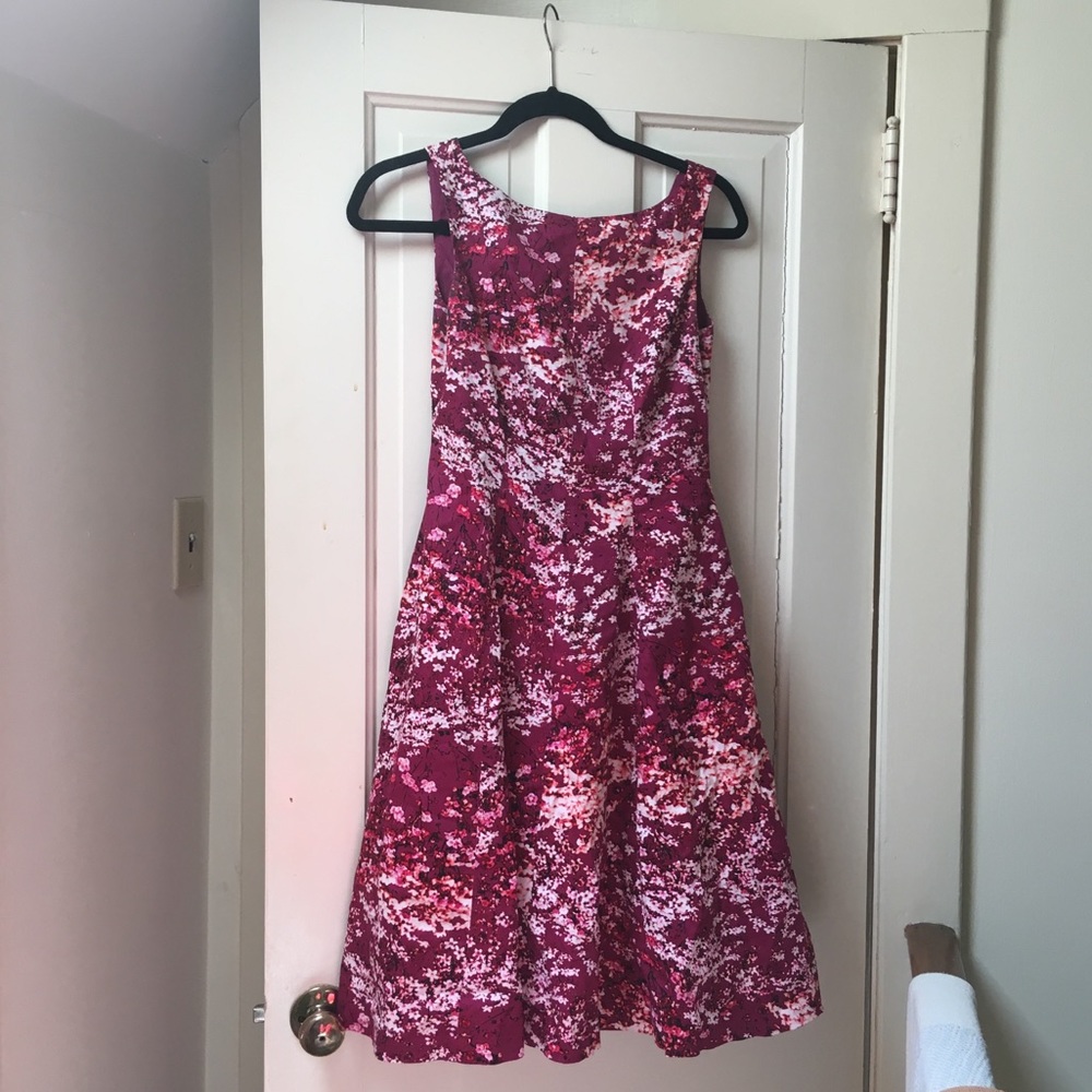 Maggy London Dress floral pink red A line 2 - Picture 6 of 8